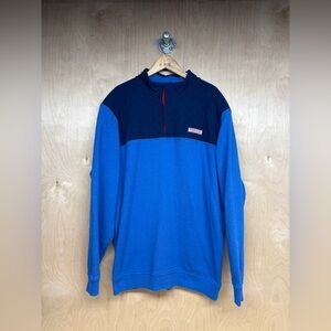 Vineyard Vines Quarter Snap Button Quilted Blue Pullover Sweater